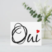 Oui, ja, Franse woordkunst met rood hart Briefkaart (Staand voorkant)