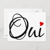 Oui, ja, Franse woordkunst met rood hart Briefkaart (Voorkant / Achterkant)