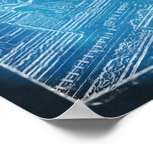 Oui. Las Vegas. Blauwdruk voor Eiffel Tower Poster (Hoek)