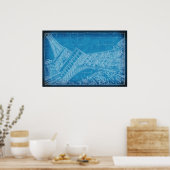 Oui. Las Vegas. Blauwdruk voor Eiffel Tower Poster (Keuken)