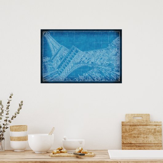 Oui. Las Vegas. Blauwdruk voor Eiffel Tower Poster (Keuken)