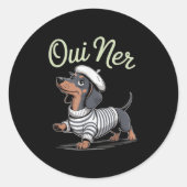 Oui Ner Dachshund Wiener Dog Franse Humor Funny Sa Ronde Sticker (Voorkant)
