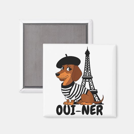 Oui-ner Dog Funny Dachshund Wiener Sausage Ween Do Magneet (Voorkant / Achterkant)