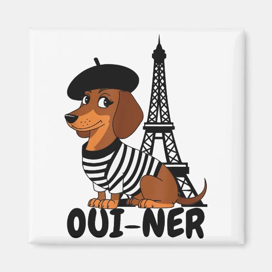 Oui-ner Dog Funny Dachshund Wiener Sausage Ween Do Magneet (Voorkant)