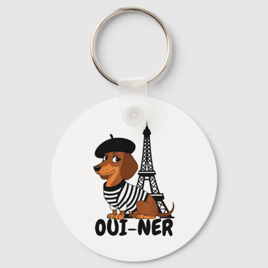 Oui-ner Dog Funny Dachshund Wiener Sausage Ween Do Sleutelhanger (Voorkant)