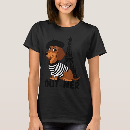 Oui-ner Dog Funny Dachshund Wiener Sausage Ween Do T-shirt (Voorkant)