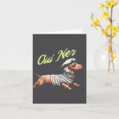 Oui Ner Funny Dachshund Wiener Dog French Humor  Kaart (Gele Bloem)
