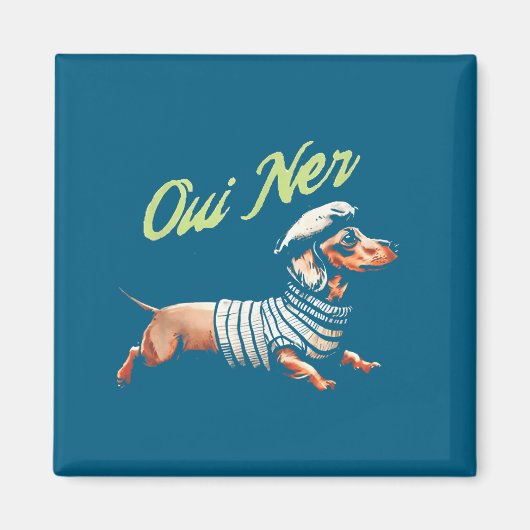 Oui Ner Funny Dachshund Wiener Dog French Humor  Magneet (Voorkant)
