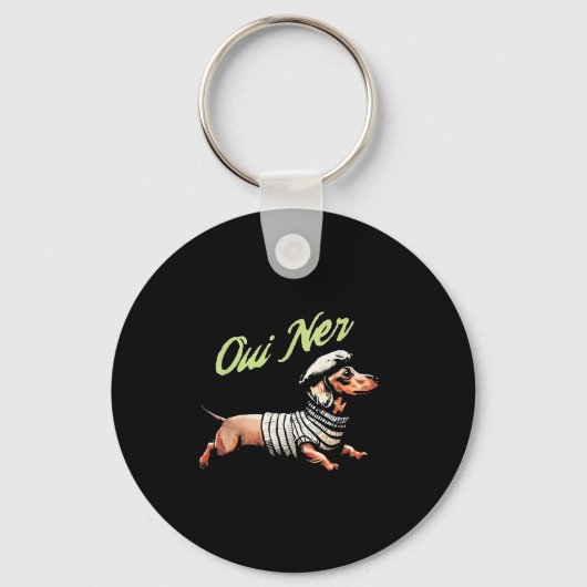 Oui Ner Funny Dachshund Wiener Dog French Humor  Sleutelhanger (Voorkant)
