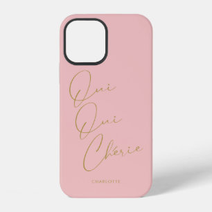 Oui Oui Chérie Franse Quote Chic Funny Blush Roze iPhone 12 Hoesje