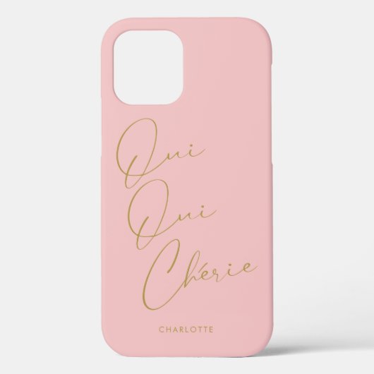 Oui Oui Chérie French Quote Chic Funny Blush Pink Case-Mate iPhone Case (Achterkant)