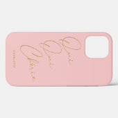 Oui Oui Chérie French Quote Chic Funny Blush Pink Case-Mate iPhone Case (Achterkant (horizontaal))