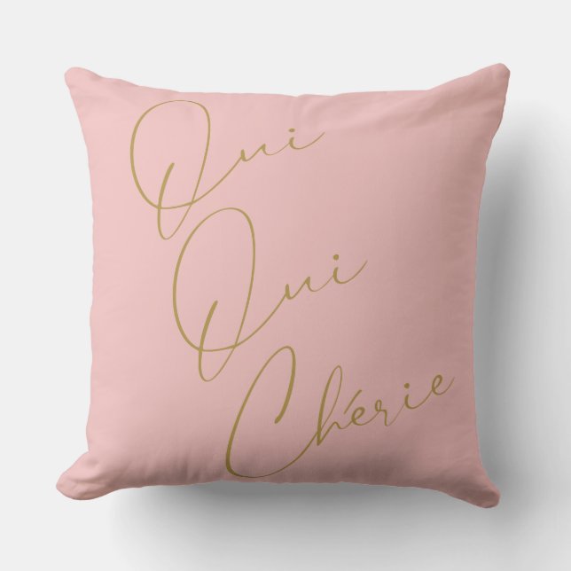 Oui Oui Chérie French Quote Chic Funny Blush Pink Kussen (Voorkant)