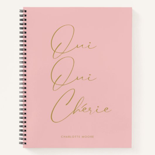Oui Oui Chérie French Quote Chic Funny Blush Pink Notitieboek (Voorkant)