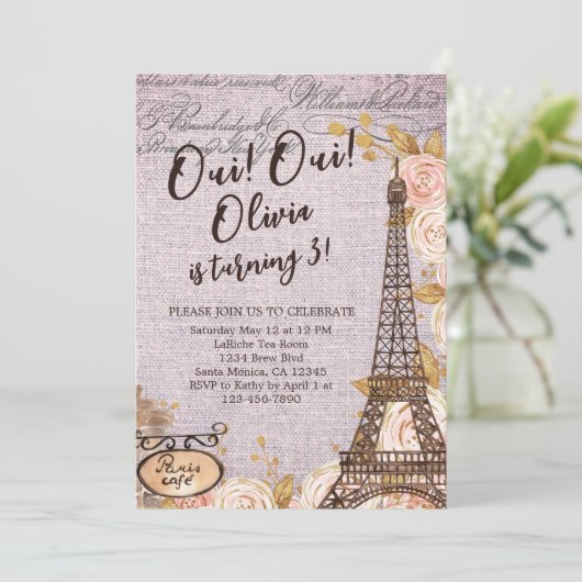 Oui Oui draait drie bloemenverjaardagen in Parijs Kaart (Staand voorkant)