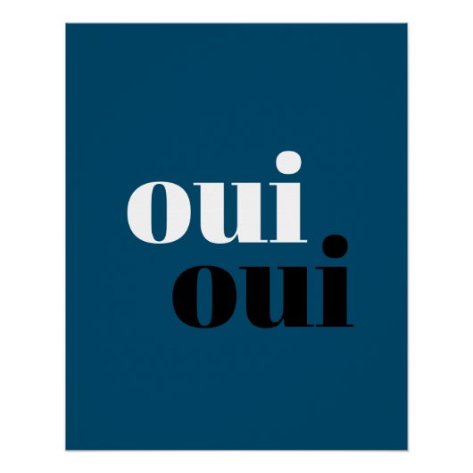 oui oui Modern Blue Simple typografibadkamer Perfect Poster (Voorkant)