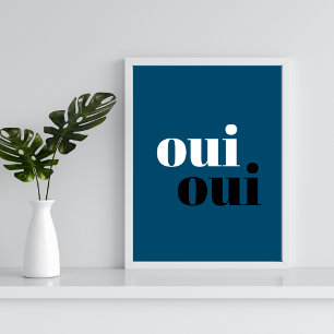 oui oui Modern Blue Simple typografibadkamer Pos Poster