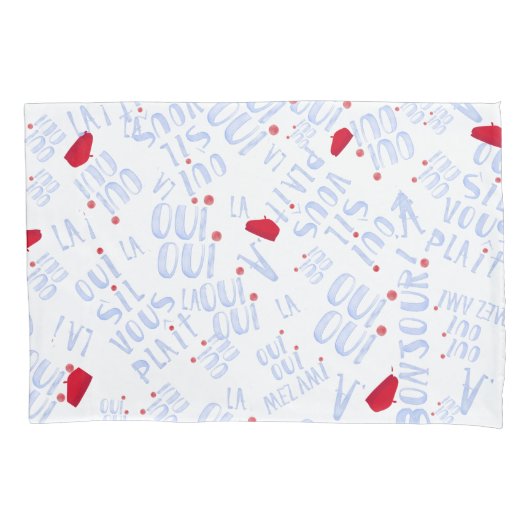 Oui Red Beret Bonjour Schattigeste Hallo Frans Kussensloop (Voorkant)