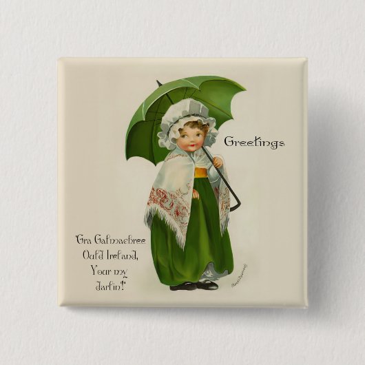 Ould Ierland Groeten Vierkante Button 5,1 Cm (Voorkant)