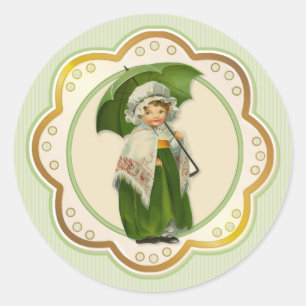 Ould Ireland Ierse Paraplu Meisje Ronde Sticker