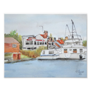 Oulton Broad Kusthavenboten en Waterfront Foto Afdruk