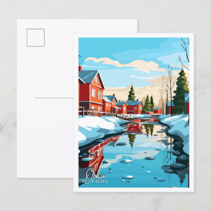 Oulu Finland Art Vintage Travel Illustratie Briefkaart