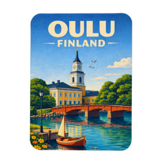 Oulu Finland Fridge Magnet Vintage Travel Art Magneet