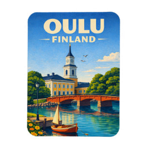 Oulu Finland Koelkastmagneet Vintage Reis Kunst Magneet