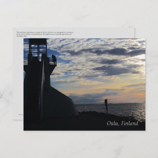 Oulu Finland: Nallikari Beach Lighthouse Briefkaar Briefkaart (Voorkant / Achterkant)