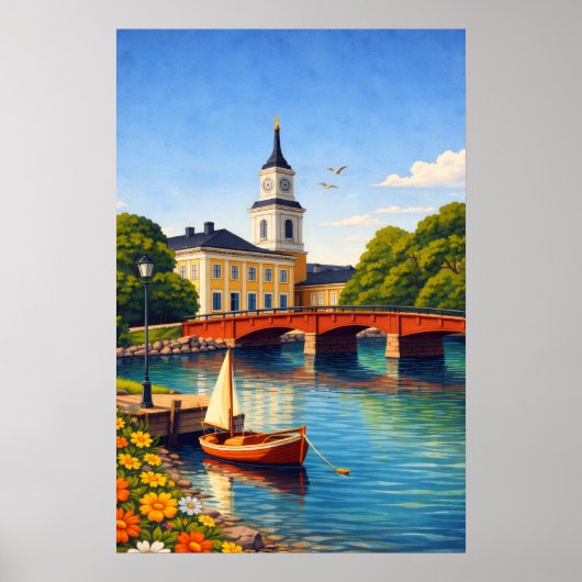 Oulu Finland Reisposter Vintage Stijl Poster (Voorkant)