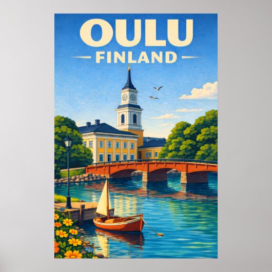 Oulu Finland Reisposter Vintage Stijl Poster (Voorkant)
