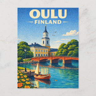 Oulu Finland Retro Reis Scandinavië Briefkaart