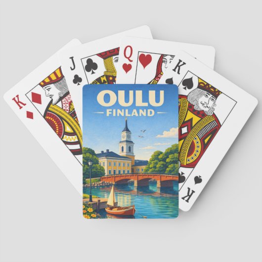 Oulu Finland Speelkaarten Deck Vintage Reis Kunst (Achterkant)