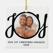 Our 1st Christmas Engaged Photo Keepsake Keramisch Ornament (Achterkant)