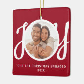 Our 1st Christmas Engaged Photo Red Keepsake Keramisch Ornament (Links)