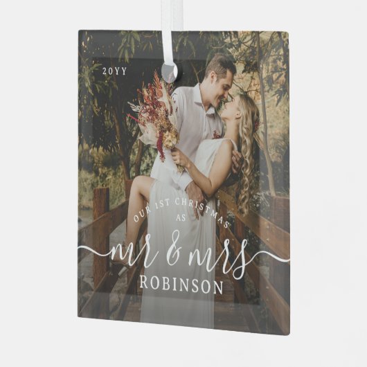 Our 1st Christmas' Newlyweds Photo Keepsake Glas Ornament (Voorkant links)