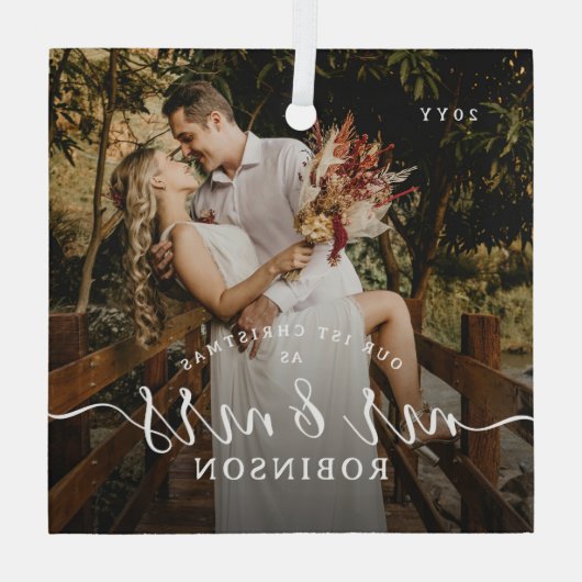 Our 1st Christmas' Newlyweds Photo Keepsake Glas Ornament (Achterkant)