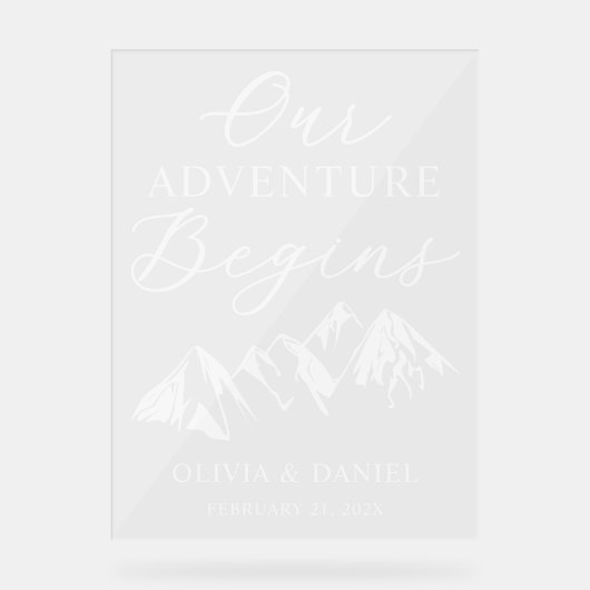 Our Adventure Begins Custom Wedding Acryl Bord (Voorkant)