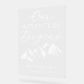 Our Adventure Begins Custom Wedding Acryl Bord (Hoek)