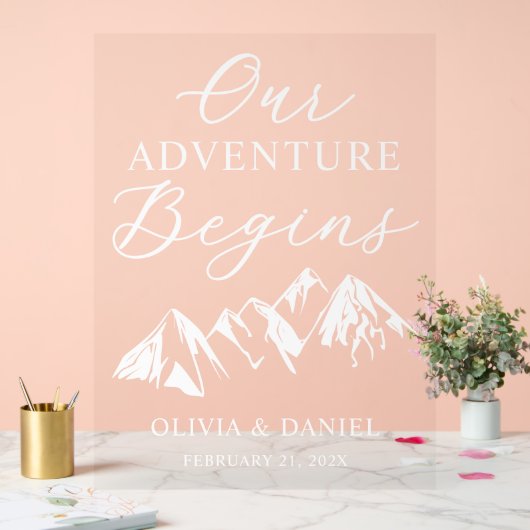 Our Adventure Begins Custom Wedding Acryl Bord (Huwelijk)