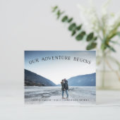 Our Adventure Begins | De foto bewaart de Datum Aankondigingskaart (Staand voorkant)
