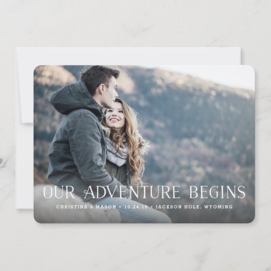 Our Adventure Begins | Fotobruiloft Save The Date (Voorkant)