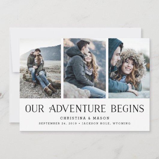 Our Adventure Begins | Multifoto opslaan Datum Save The Date (Voorkant)