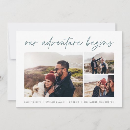 Our Adventure Begins | Multifoto Save The Date (Voorkant)