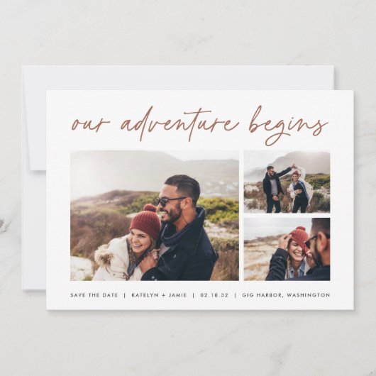 Our Adventure Begins | Multifoto Save The Date (Voorkant)