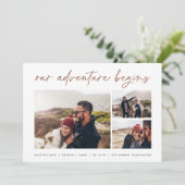 Our Adventure Begins | Multifoto Save The Date (Staand voorkant)