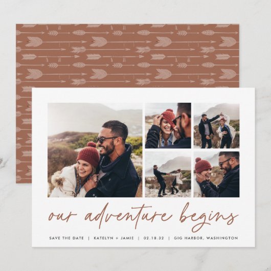 Our Adventure Begins | Multifoto Save The Date (Voorkant / Achterkant)