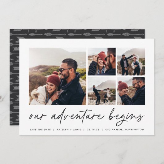 Our Adventure Begins | Multifoto Save The Date (Voorkant / Achterkant)