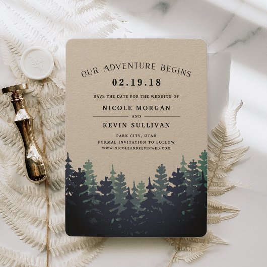 Our Adventure Begins | Winter Forest Save the Date