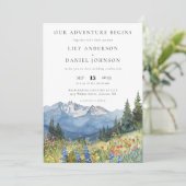 Our Adventure Mountain Wildflower Floral Wedding Kaart (Staand voorkant)